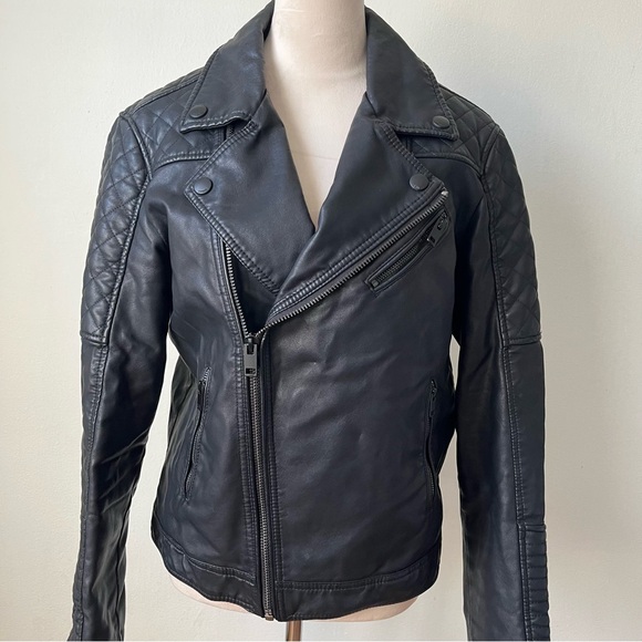 Express Black (Minus The) Leather Quilted Asymmetrical Moto Jacket - Picture 3 of 5